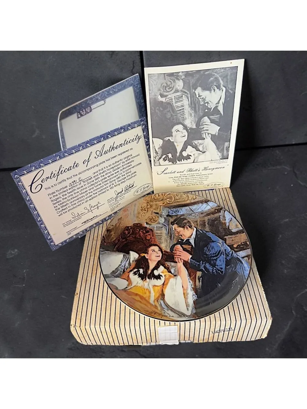 Vintage 1990 W.S. George Gone With the Wind Scarlett Rhett Honeymoon Plate COA